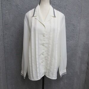 Vintage Graff Shirt Women 12 Cream Black Detail Corpcore Academia Office Siren